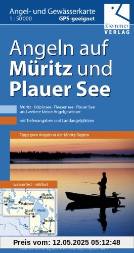 Angel- und Gewässerkarte Müritz und Plauer See: Maßstab 1:50.000, GPS geeignet, Tipps zum Angeln in der Müritz-Region auf der Rückseite