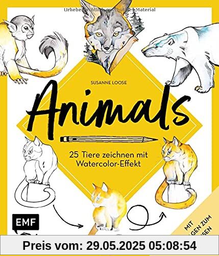 Animals – 25 Tiere zeichnen mit Watercolor-Effekt: Mit Vorlagen zum Abpausen Animals – 25 Tiere zeichnen mit Watercolor-Effekt: Mit Vorlagen zum Abpausen