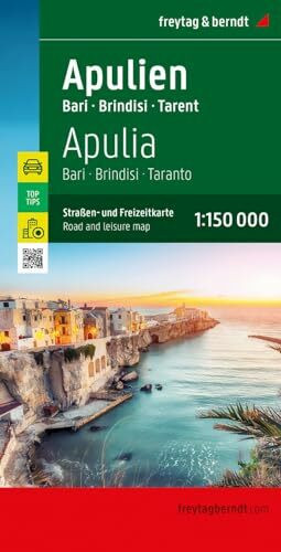 Apulien, Straßen- und Freizeitkarte 1:150.000, freytag & berndt: Bari - Brindisi - Tarent, mit...