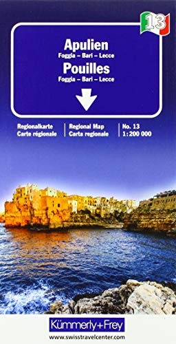 Apulien Regionalkarte Italien Nr. 13, 1:200 000 (Kümmerly+Frey Regionalkarten, Band 13)