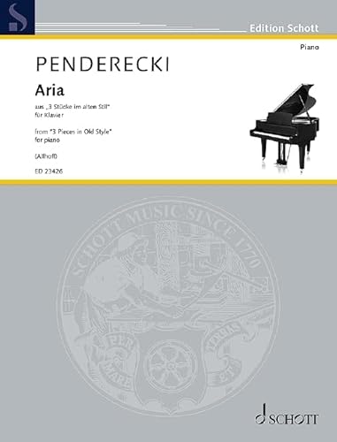 Aria: aus „3 Stücke im alten Stil“. Klavier. Einzelausgabe. (Edition Schott)