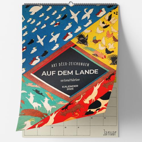 Auf dem Lande. Art Déco Zeichnungen von Konrad Mullerfurer. Wandkalender 2025 von Favoritenpresse