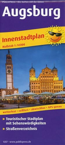 Augsburg: Touristischer Innenstadtplan mit Sehenswürdigkeiten und Straßenverzeichnis. 1:14000 (Stadtplan: SP)