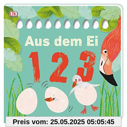 Aus dem Ei – 1 2 3: Aufklappen und zählen von 1–10. Pappbilderbuch mit Klappen und Gucklöchern ab 2 Jahren Aus dem Ei – 1 2 3: Aufklappen und zählen von 1–10. Pappbilderbuch mit Klappen und Gucklöchern ab 2 Jahren