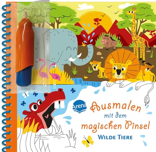 Ausmalen mit dem magischen Pinsel. Wilde Tiere: Malbuch mit Wassertankstift für Kinder ab 3 Jahren
