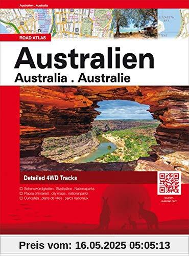 Australien Road Atlas: 4WD Routes with GPS Positions (Hallwag Atlanten)