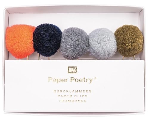 BÜROKLAMMERN MIT POMPONS, BLAU BÜROKLAMMERN MIT POMPONS, BLAU