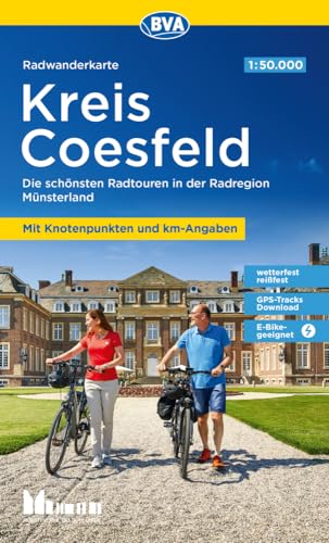 BVA Radwanderkarte Kreis Coesfeld 1:50.000, mit Knotenpunkten und km-Angaben, reiß- und wetterfest, GPS-Tracks Download, E-Bike geeignet: Die ... Münsterland (Radwanderkarte 1:50.000) von BVA BikeMedia