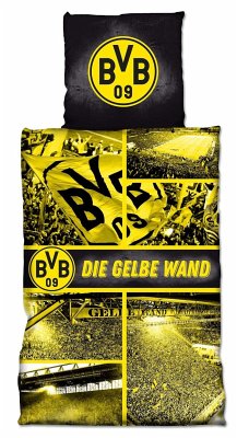 BVB 18800600 - BVB-Biber-Bettwäsche Gelbe Wand, 135x200cm von Borussia Dortmund