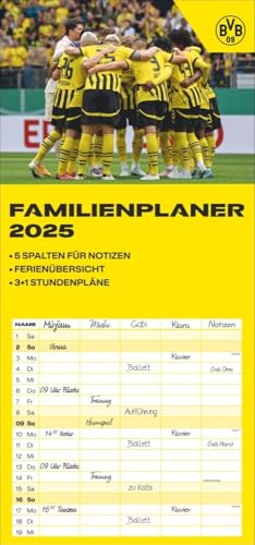 BVB Familienplaner 2025: Der Kalender für Fußball-Familien: Terminplaner mit 5 Spalten und den Stars des BVB. Ein Familien-Kalender mit viel Platz für Notizen. (Bundesliga Kalender Heye) von Heye