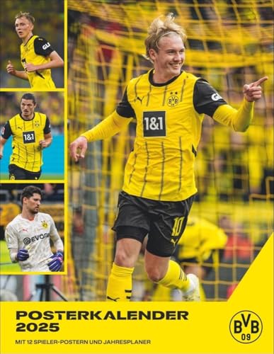 BVB Posterkalender 2025: Jahres-Wandkalender 2025 für Fußballfans. Fotokalender mit den Stars von Borussia Dortmund. Kalender im Hochformat 34 x 44 cm. (Bundesliga Kalender Heye)