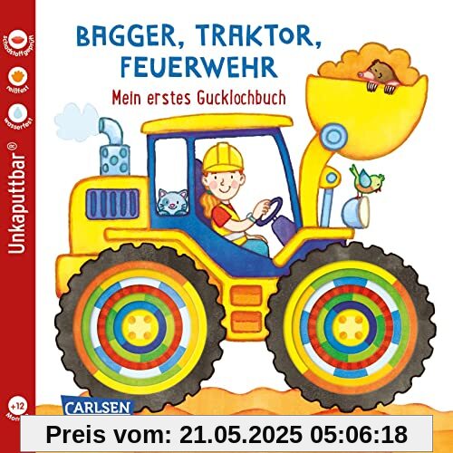 Baby Pixi (unkaputtbar) 115: Bagger, Traktor, Feuerwehr: Mein erstes Gucklochbuch | Ein Baby-Buch zum Spielen ab 12 Monaten (115)