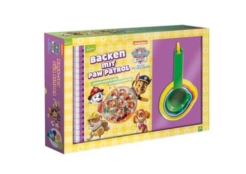 Backen mit PAW Patrol: Back-Set für Kinder mit Rezeptbuch und 5 Messbechern für Kinder ab 5 Jahren