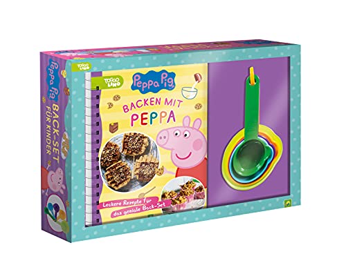 Backen mit Peppa. Peppa Pig: Back-Set für Kinder mit Rezeptbuch und 5 Messbechern. Für Kinder ab 3 Jahren