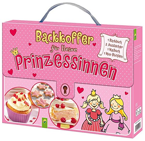 Backkoffer für kleine Prinzessinnen: Backbuch, 3 Ausstechförmchen, Malbuch und Minibuch im praktischen Kinderkoffer
