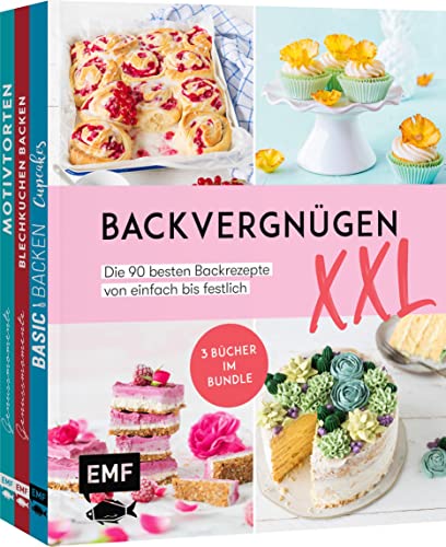 Backvergnügen XXL: 3 Bücher im Bundle – Die 90 besten Backrezepte von einfach bis festlich: Rainbow Cheescake, Whiskey-Brownies, Mango-Mousse-Törtchen und mehr von Edition Michael Fischer / EMF Verlag