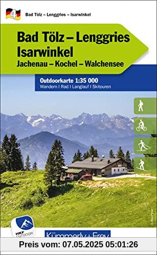 Bad Tölz - Lenggries - Isarwinkel Nr. 04 Outdoorkarte Deutschland 1:35 000: Jachenau, Kochel, Walchensee, water resistant, free Download mit HKF Outdoor App (Kümmerly+Frey Outdoorkarten Deutschland)