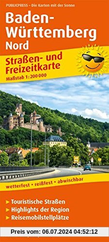 Baden-Württemberg Nord: Straßen- und Freizeitkarte mit Touristischen Straßen und Highlights. 1:200000 (Straßen- und Freizeitkarte / StuF)