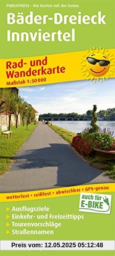 Bäder-Dreieck - Innviertel: Rad- und Wanderkarte mit Ausflugszielen, Einkehr- und Freizeittipps, Straßennamen und Tourenvoschlägen, reißfest, ... 1:50000 (Rad- und Wanderkarte / RuWK)