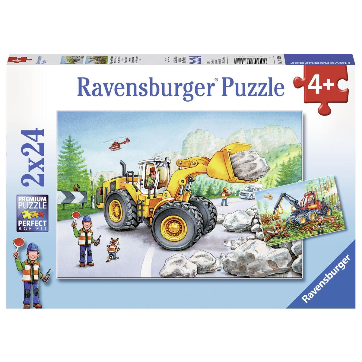 Bagger und Waldtraktor. Puzzle 2 x 24 Teile von Ravensburger Spieleverlag