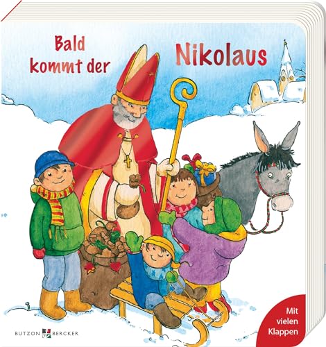 Bald kommt der Nikolaus. Geschichten vom Nikolaus im farbenfrohen Pappbilderbuch ab 2 Jahre. Bilderbuch zum Vorlesen und Entdecken, ideal als kleines ... für Kinder (Pappbilderbücher mit Türchen)