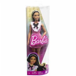 Barbie Fashionistas-Puppe mit schwarzem Haar und Karokleid von Mattel