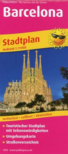 Barcelona: Touristischer Stadtplan mit Sehenswürdigkeiten und Straßenverzeichnis. 11.000 (Stadtplan: SP)