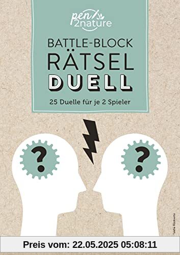 Battle-Block Rätsel-Duell | 25 Duelle für je 2 Spieler: 100 % Recyclingpapier – klimaneutrale Produktion – unterstützt Aufforstungsprojekte: ... auf Recyclingpapier (pen2nature books)