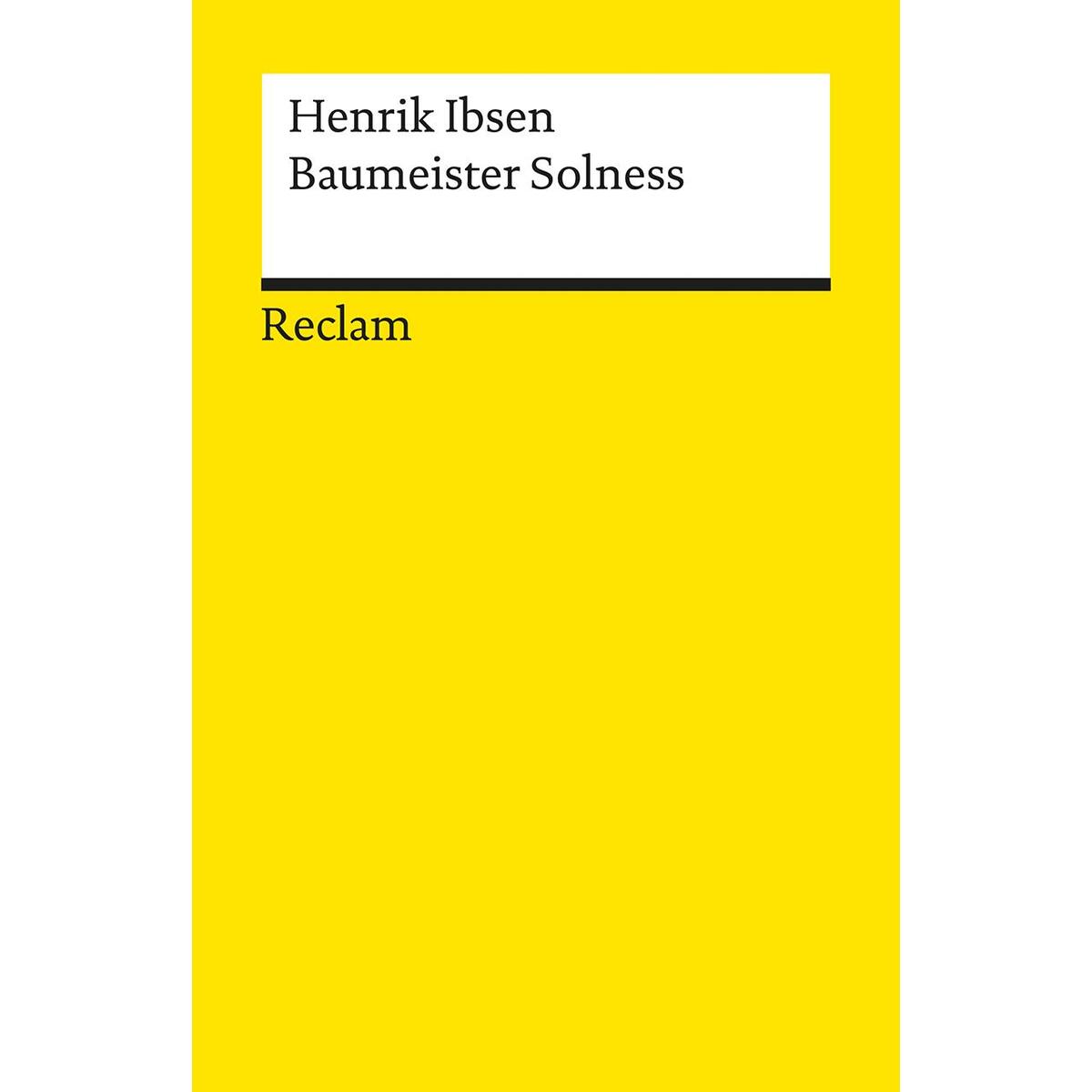 Baumeister Solness Baumeister Solness von Reclam Philipp Jun.