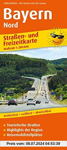 Bayern Nord: Straßen- und Freizeitkarte mit Touristischen Straßen und Highlights. 1:200000 (Straßen- und Freizeitkarte / StuF)
