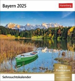 Bayern Sehnsuchtskalender 2025 - Wochenkalender mit 53 Postkarten von Harenberg