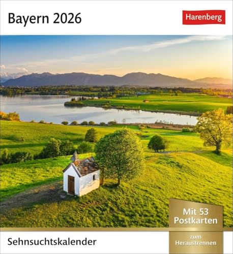 Bayern Sehnsuchtskalender 2026 - Wochenkalender mit 53 Postkarten: Eine Rundreise durch bayrische Idylle. 53 Postkarten in einem Foto-Kalender zum Aufstellen oder Aufhängen. Postkarten-Kalender Bayern von Harenberg