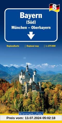 Bayern Süd 1 : 275.000 mit touristischen Informationen und Index