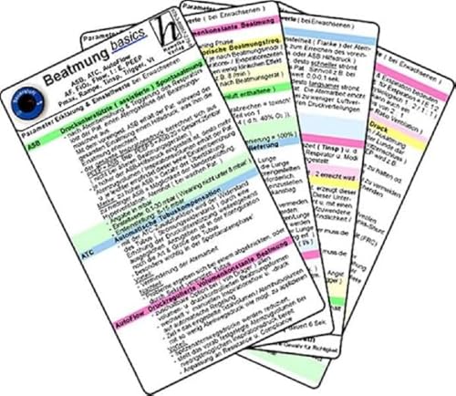 Beatmung basics - ASB, ATC, AutoFlow, AF, FiO2, Flow, I:E, PEEP, Pmax, Rampe, Tinsp, Trigger, Vt (2er Set) - Medizinische Taschen-Karte von Hawelka Verlag