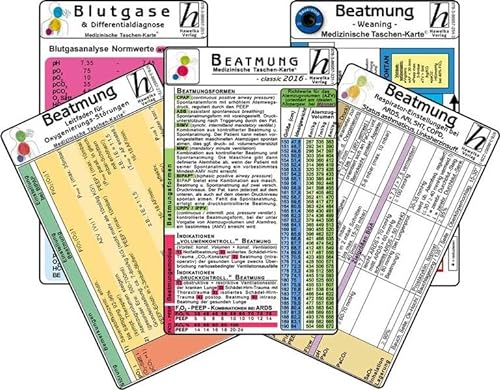 Beatmungs-Karten-Set - classic 2016 (5er-Set) - Medizinische Taschen-Karte: Bestehend aus: Beatmung - Beatmungsformen, Indikationen, ... & Differentialdiagnose - Beatmung - Leitfaden von Hawelka, Verlag
