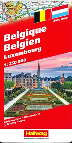 Belgien / Luxemburg Strassenkarte 1:250 000: Mit Orts- und Namensverzeichnis. Transitplänen und Index (Hallwag Strassenkarten) von Kümmerly und Frey