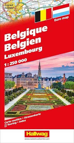 Belgien / Luxemburg Strassenkarte 1:250 000: Mit Orts- und Namensverzeichnis. Transitplänen und Index (Hallwag Strassenkarten) von Kümmerly und Frey