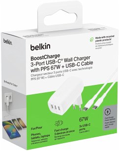 Belkin BOOST Charge USB-C 67W 3xUSB-C + Kabel WCC002vf2MWH-B6 von Belkin