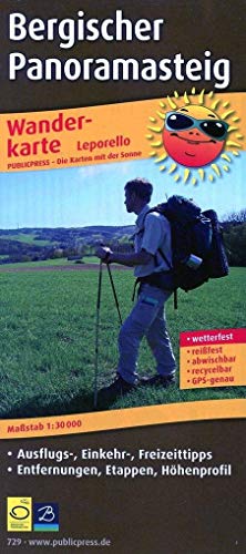 Bergischer Panoramasteig: Leporello Wanderkarte mit Ausflugs-, Einkehr- & Freizeittipps, Entfernungsangaben, Etappen und Höhenprofil, wetterfest, ... 1:30000 (Leporello Wanderkarte: LEP-WK) von FREYTAG-BERNDT UND ARTARIA