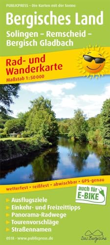 Bergisches Land, Solingen - Remscheid - Bergisch Gladbach: Rad- und Wanderkarte mit Ausflugszielen, Einkehr- & Freizeittipps, wetterfest, reissfest, ... 1:50000 (Rad- und Wanderkarte: RuWK)