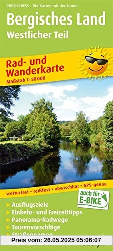 Bergisches Land, Westlicher Teil: Rad- und Wanderkarte mit Ausflugszielen, Einkehr- & Freizeittipps, wetterfest, reissfest, abwischbar, GPS-genau. 1:50000 (Rad- und Wanderkarte / RuWK)