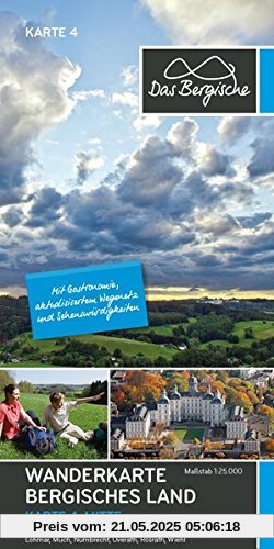 Bergisches Land (Mitte) - Wanderkarte 4: Bergisch Gladbach, Lindlar, Gummersbach, Rösrath, Overath, Engelskirchen, Wiehl, Much, Nümbrecht - Naturpark Bergisches Land 1:25.000