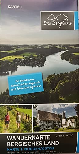 Bergisches Land (Norden/Osten) Wanderkarte 1: Radevormwald, Hückeswagen, Wipperfürth, Marienheide, Lindlar, Gummersbach, Bergneustadt - Naturpark Bergisches Land 1:25.000: Wanderkarte 1 Norden/Osten