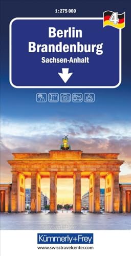 Kümmerly+Frey Regional-Strassenkarte 4 Berlin Brandenburg 1:275.000: Mit Sachsen-Anhalt. Inkl. Ortsverzeichnis und Reiseinformationen. Matt laminiert von Hallwag Kümmerly+Frey