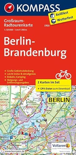 Berlin-Brandenburg: Großraum-Radtourenkarte 1:125000, GPX-Daten zum Download (KOMPASS-Großraum-Radtourenkarte, Band 3703)