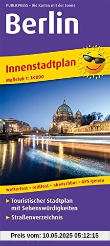 Berlin Innenstadtplan: Touristischer Innenstadtplan mit Sehenswürdigkeiten und Straßenverzeichnis. 1:18000