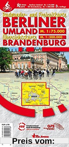 Berliner Umland und Uebersichtskarte Brandenburg: Radwander- und Freizeitkarte