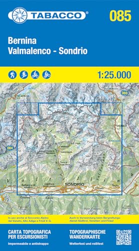 85 Bernina Valmalenco Sondrio: Tabacco Wanderkarte 1:25000 (Carte topografiche per escursionisti, Band 85)