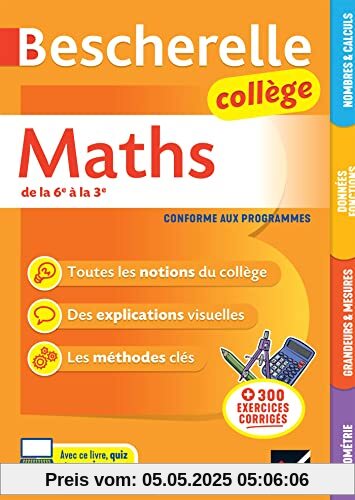 Bescherelle Maths Collège (6e, 5e, 4e, 3e): la référence en maths pour les collégiens