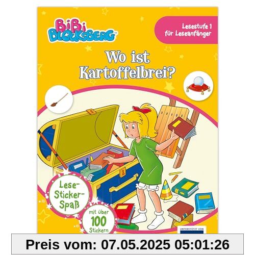 Bibi Blocksberg - Wo ist Kartoffelbrei?: Lese- und Stickerbuch für Kinder, perfekt für Leseanfänger, mit über 100 Stickern - Geschenkidee für Bibi-Fans